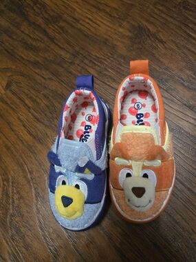 Kids Plush Animal Slip-On Shoes - Blue & Orange